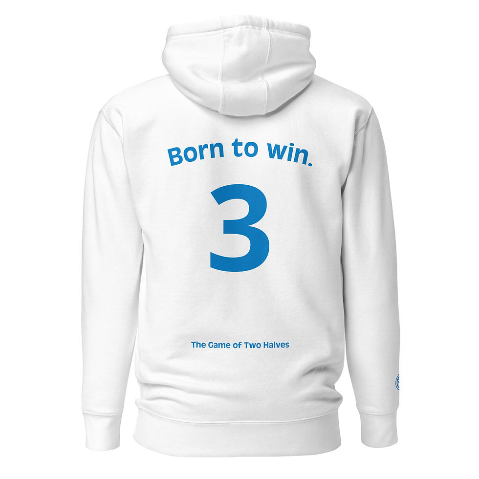 Thumbnail: Unisex Hoodie - Born to win (#3) - blue embroidery