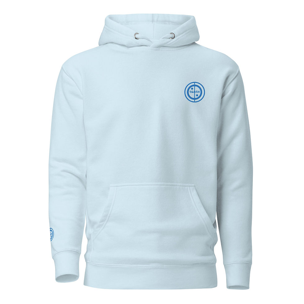 Thumbnail: Unisex Hoodie - PLMP <please let me play> (#9) - blue embroidery