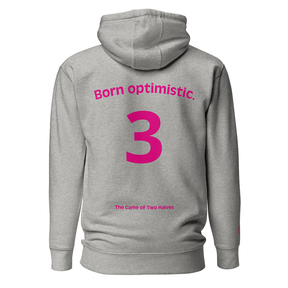Thumbnail: Unisex Hoodie - Born optimistic (#3) - pink embroidery