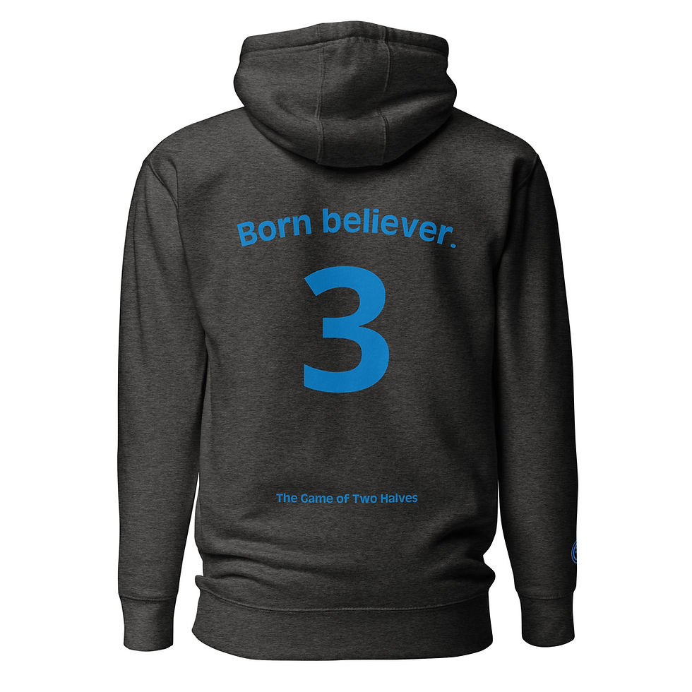 Thumbnail: Unisex Hoodie - Born believer (#3) - blue embroidery