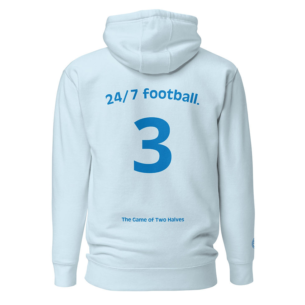 Thumbnail: Unisex Hoodie - 24/7 football (#3) - blue embroidery