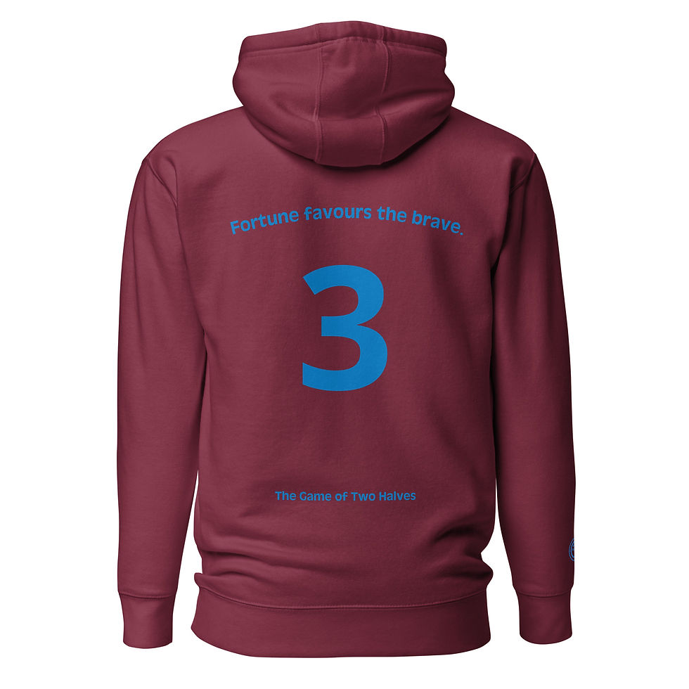 Thumbnail: Unisex Hoodie - Fortune favours the brave (#3) - blue embroidery