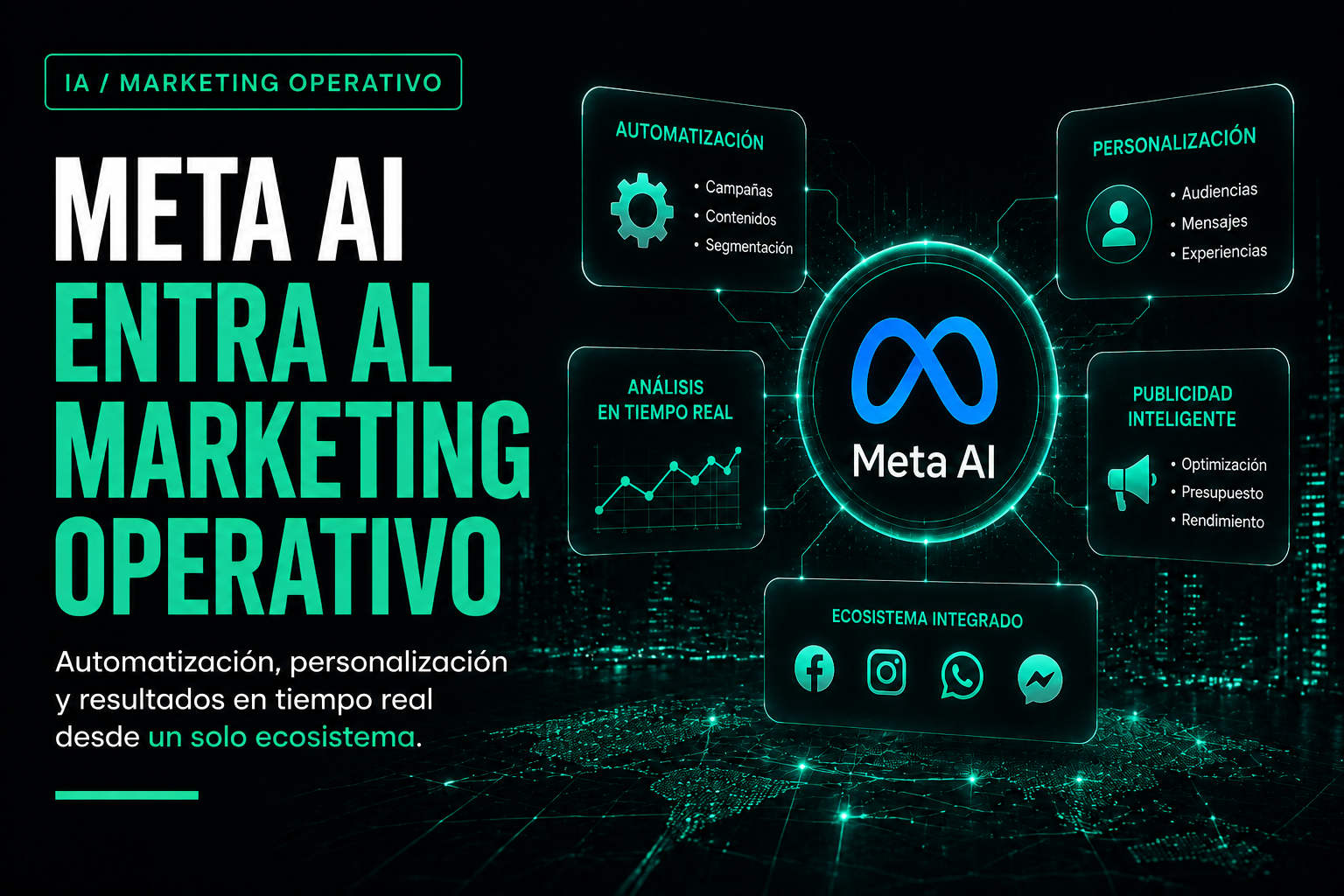 Meta AI conectada con analíticas de Instagram Facebook Ads y Google Workspace