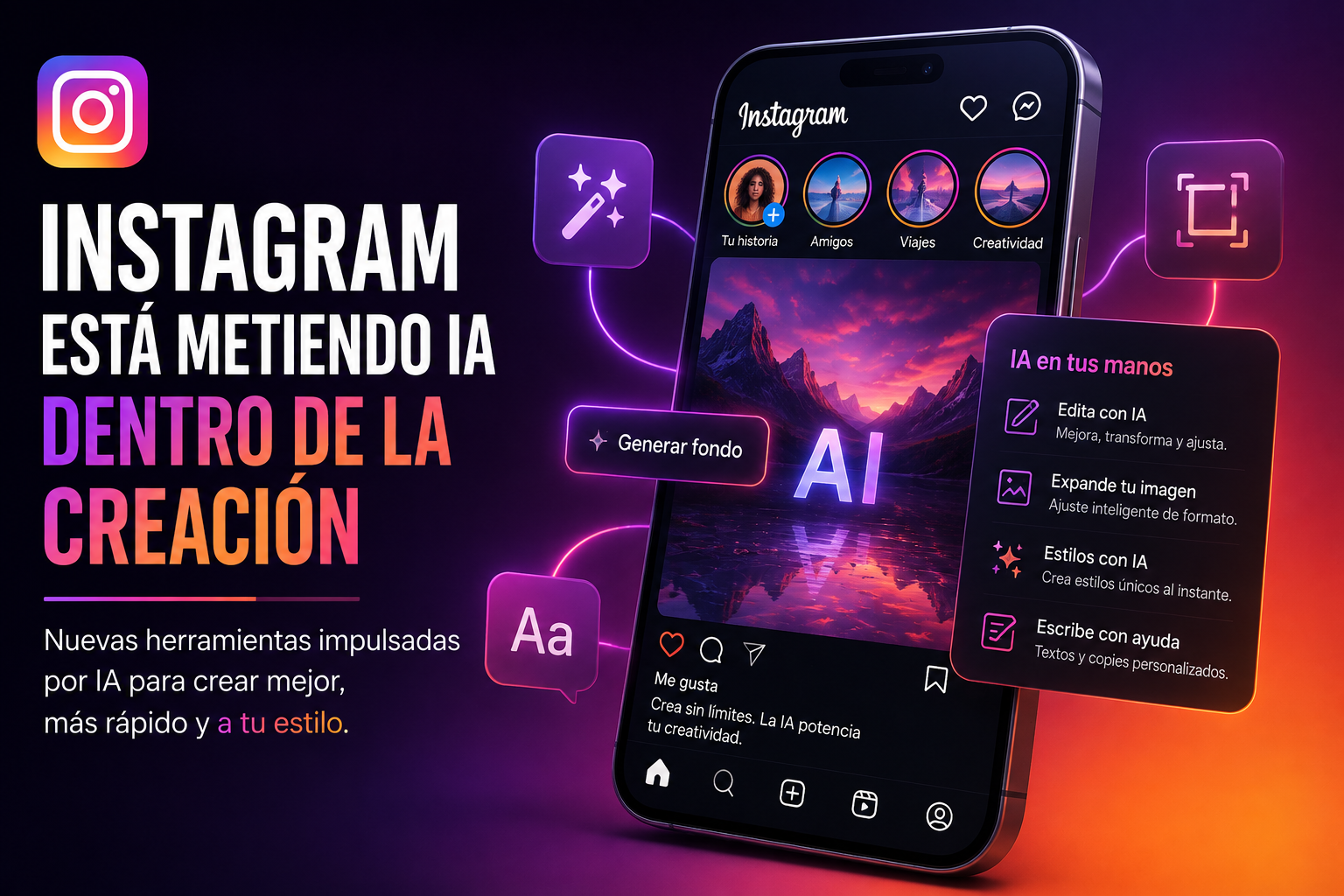 Instagram Stories con herramientas creativas de inteligencia artificial de Meta AI