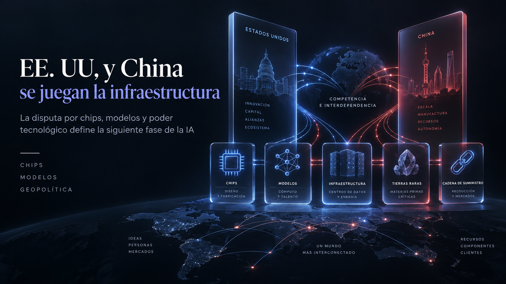 Estados Unidos y China compiten por chips, modelos e infraestructura de inteligencia artificial