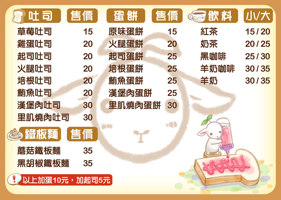 羊奶吐司早餐店-菜單應用