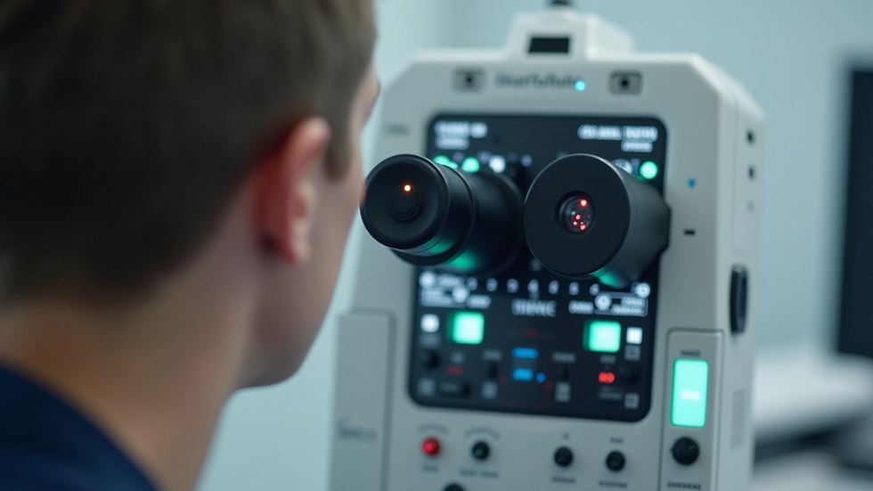 Close-up view of an audiometer used for hearing tests