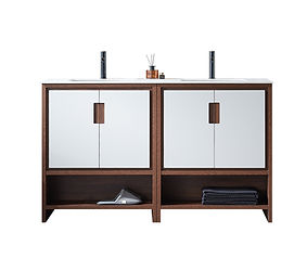 Lyon 60" Beige | Walnut | White Countertop Freestanding Modern Bathroom Vanity