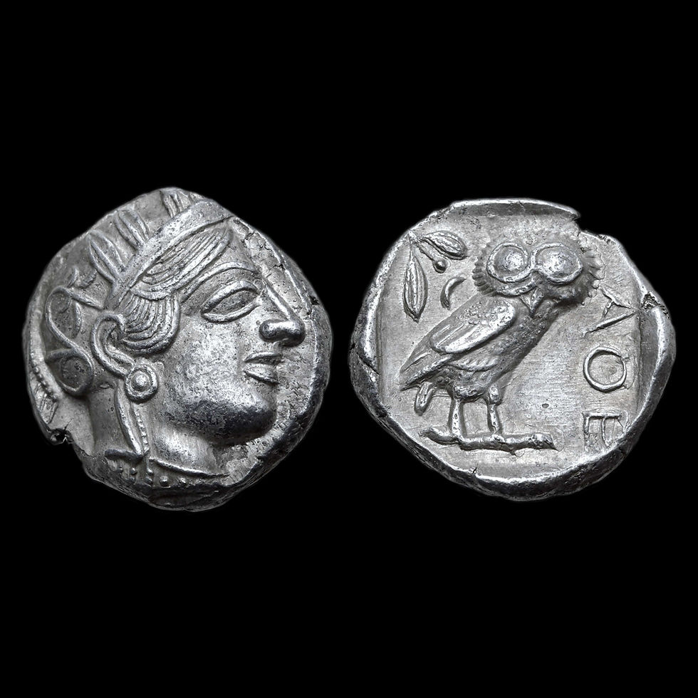 athenian owl tetradrachm with athena and owl