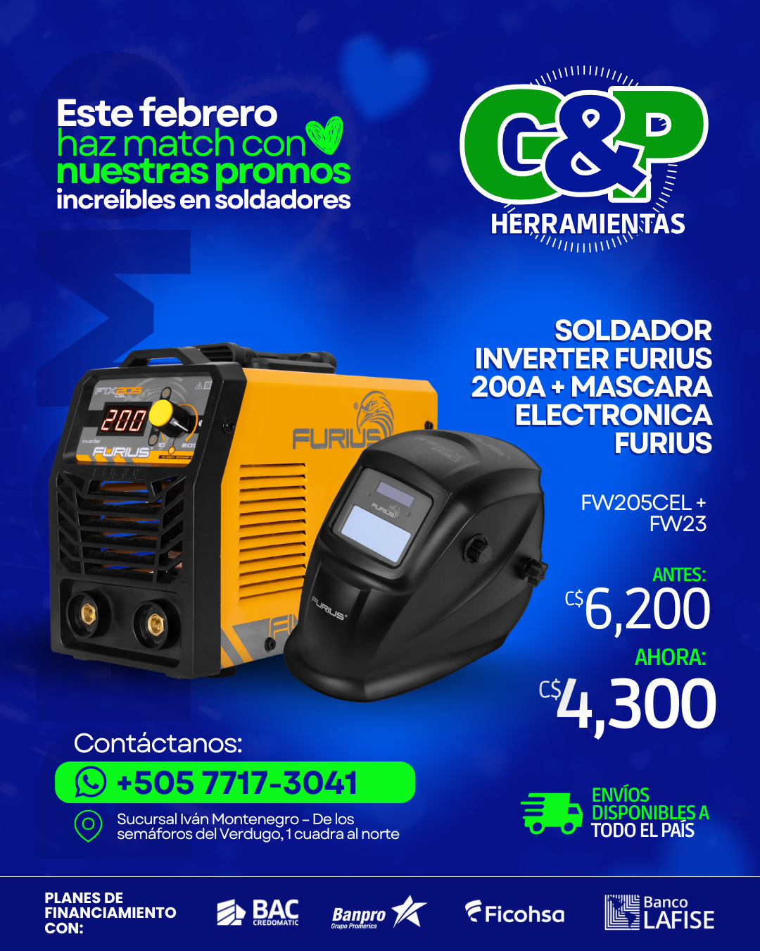Promo Soldador Furius 200A+Máscara