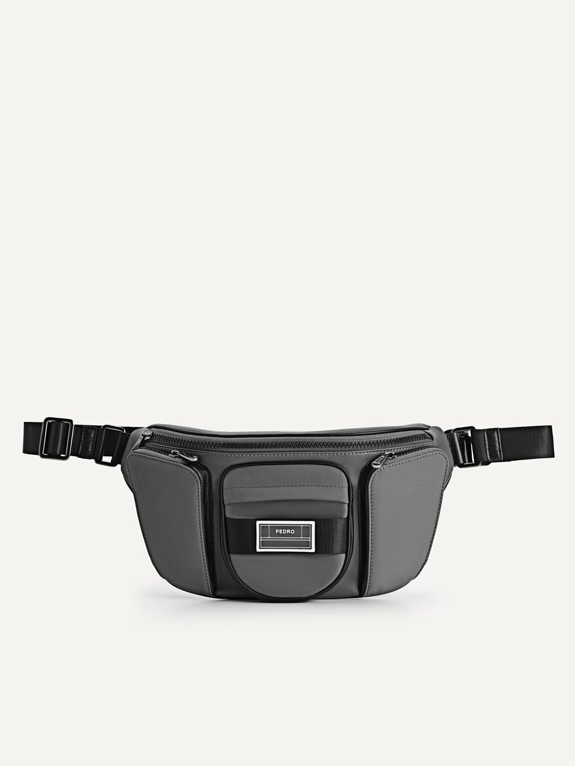Multipocketed Nylon Sling Pouch Dark Grey