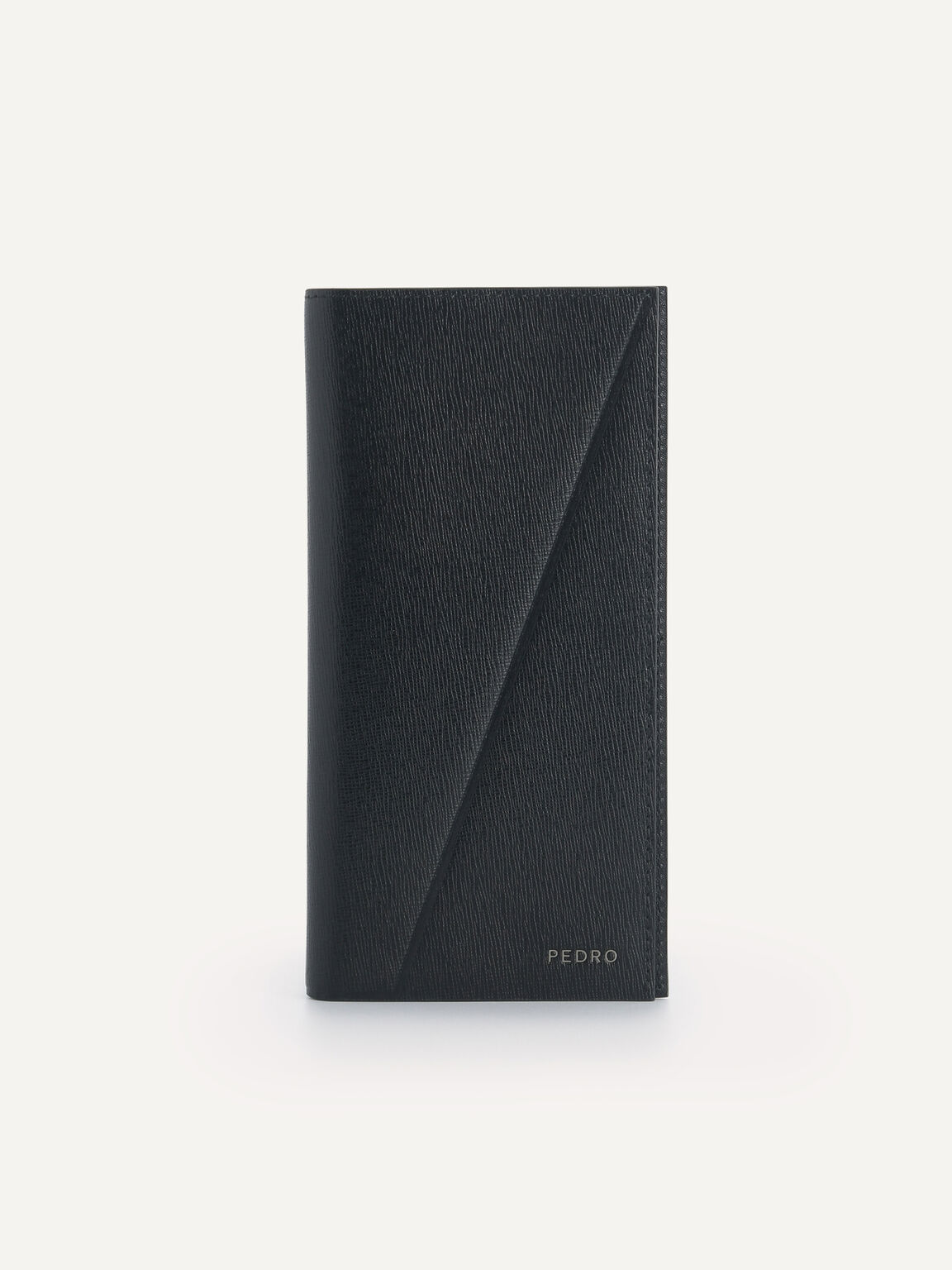 Long Textured Leather Wallet Black