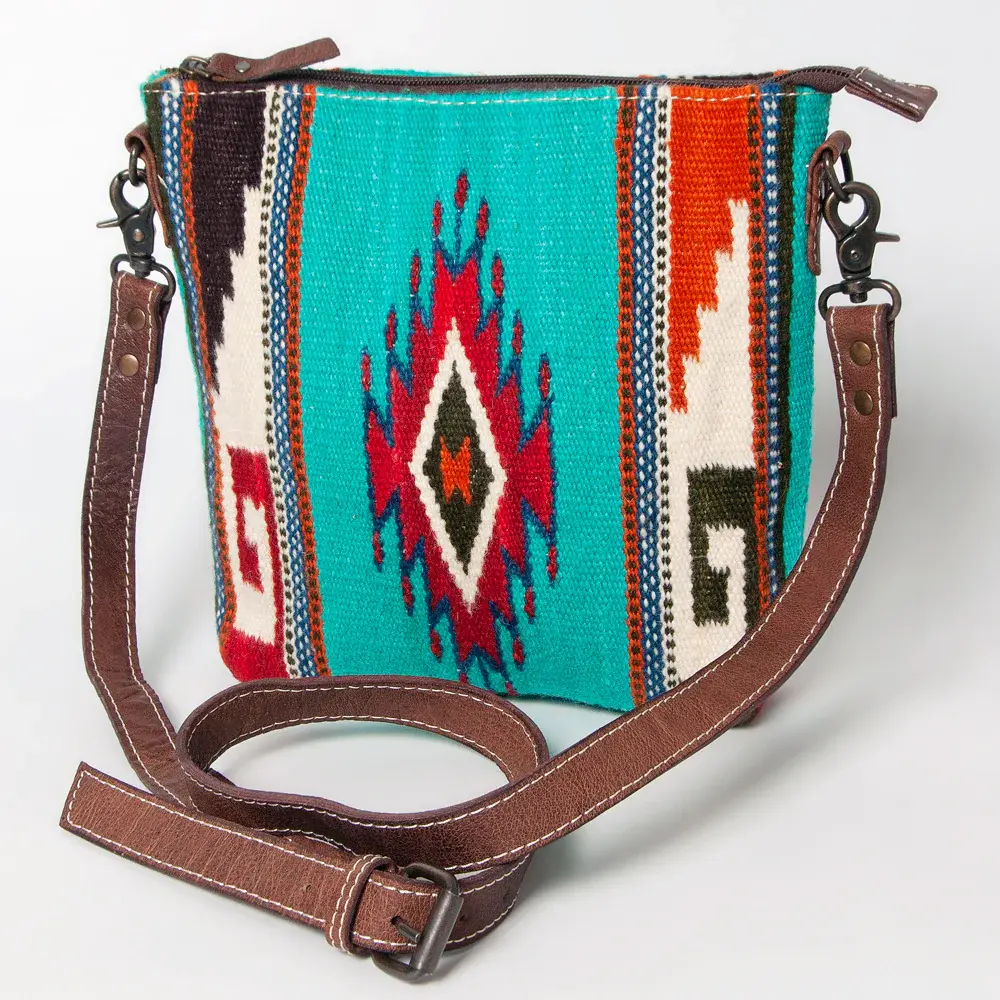 AD Aztec Large Crossbody Purse Turquoise