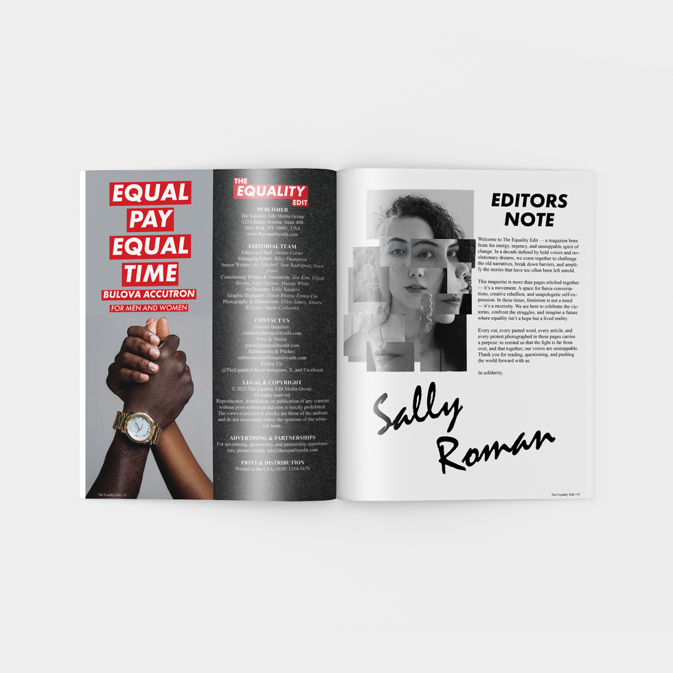 Ad, Impressum, and Editors note spread