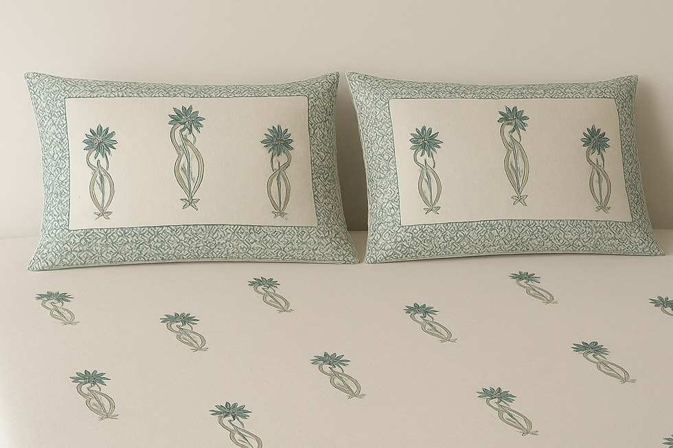 Thumbnail: Aqua Bloom Double Bedsheet with 2 Pillow Covers