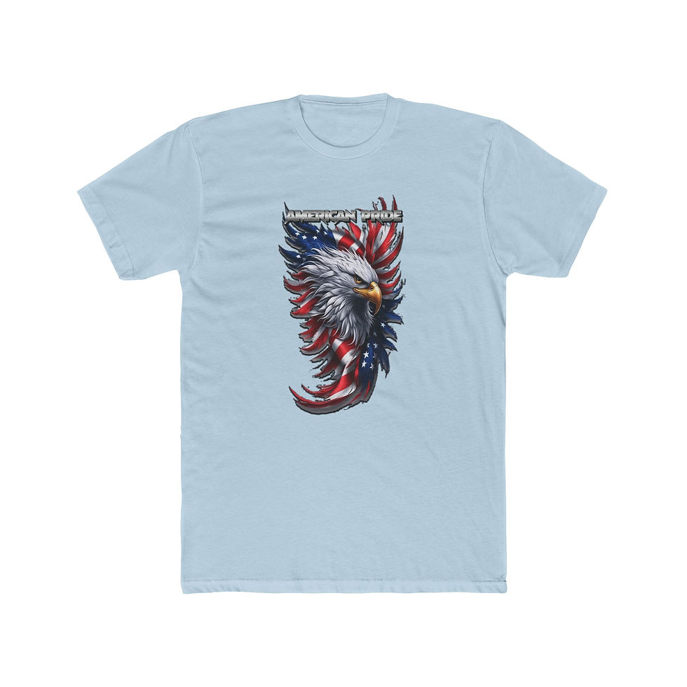 Thumbnail: Light blue t-shirt "AMERICAN HERITAGE" featuring patriotic American flag eagle design.