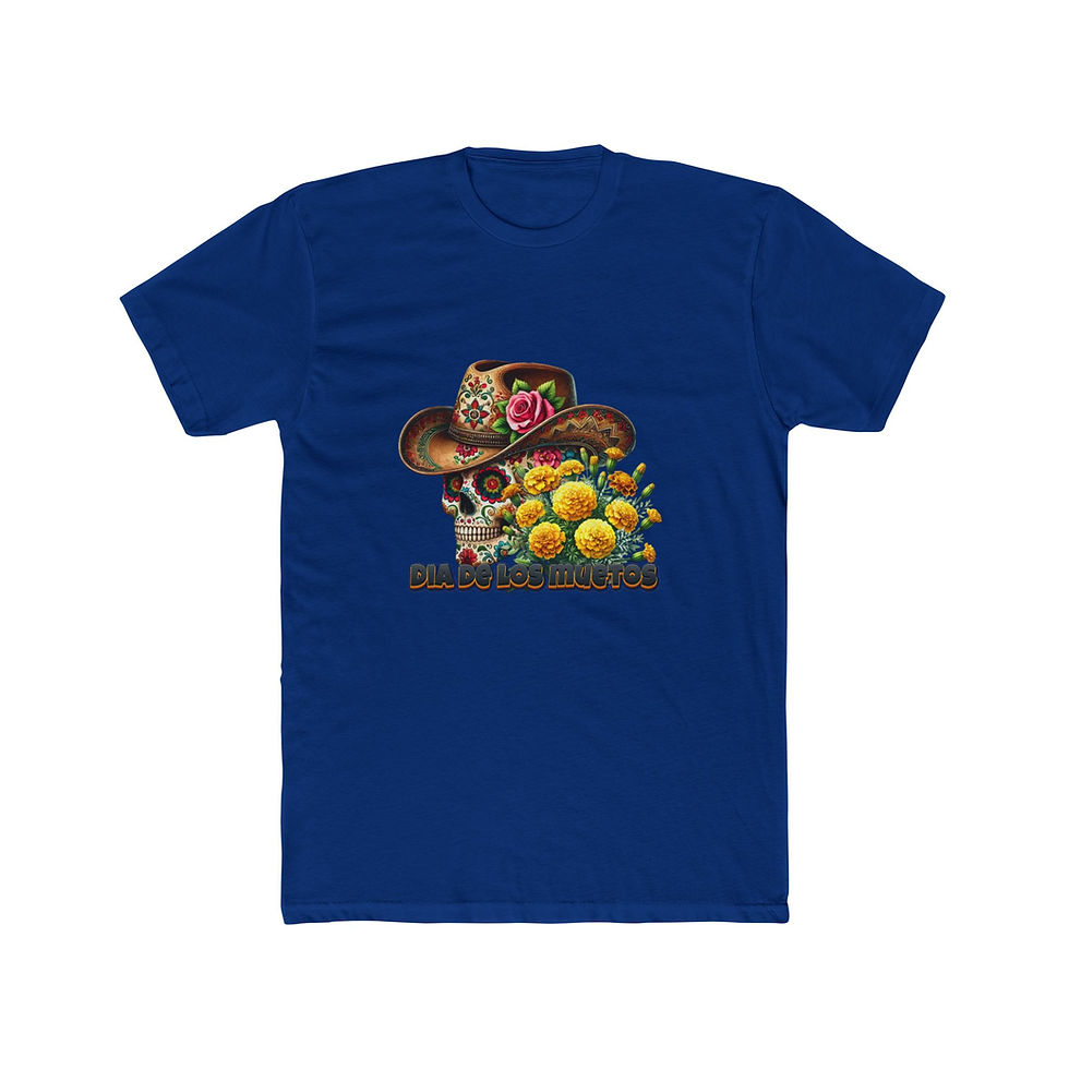 Thumbnail: Blue t-shirt with cartoon animal peeking from sunflowers wearing a cowboy hat.