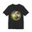 Thumbnail: Black t-shirt, cute chick hatching from colorful egg, surrounded by spring flowers.