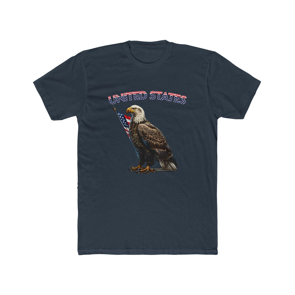 Thumbnail: Dark blue t-shirt with "UNITED STATES" text and an eagle holding flag.
