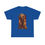 Thumbnail: Blue t-shirt featuring creepy stitched voodoo doll with glowing orange background.