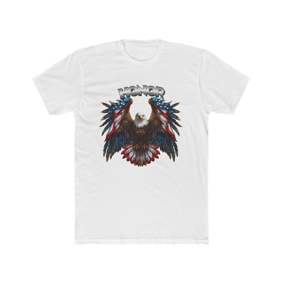 Thumbnail: White t-shirt with American eagle design and "AMERICAN BORN" text.