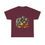 Thumbnail: Maroon t-shirt with spooky Halloween graphic featuring skulls, witch hat, carved pumpkin.