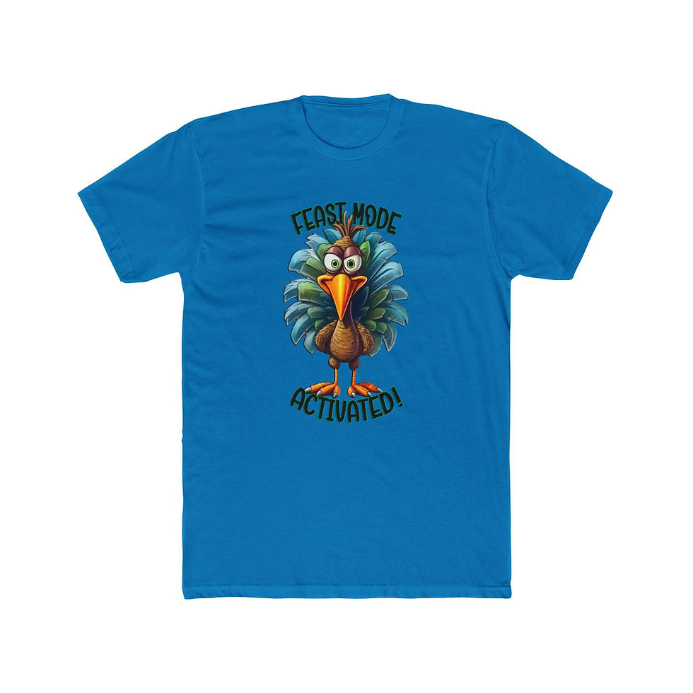 Thumbnail: Blue t-shirt with funny cartoon turkey, text "SURVIVAL MODE ACTIVATED".