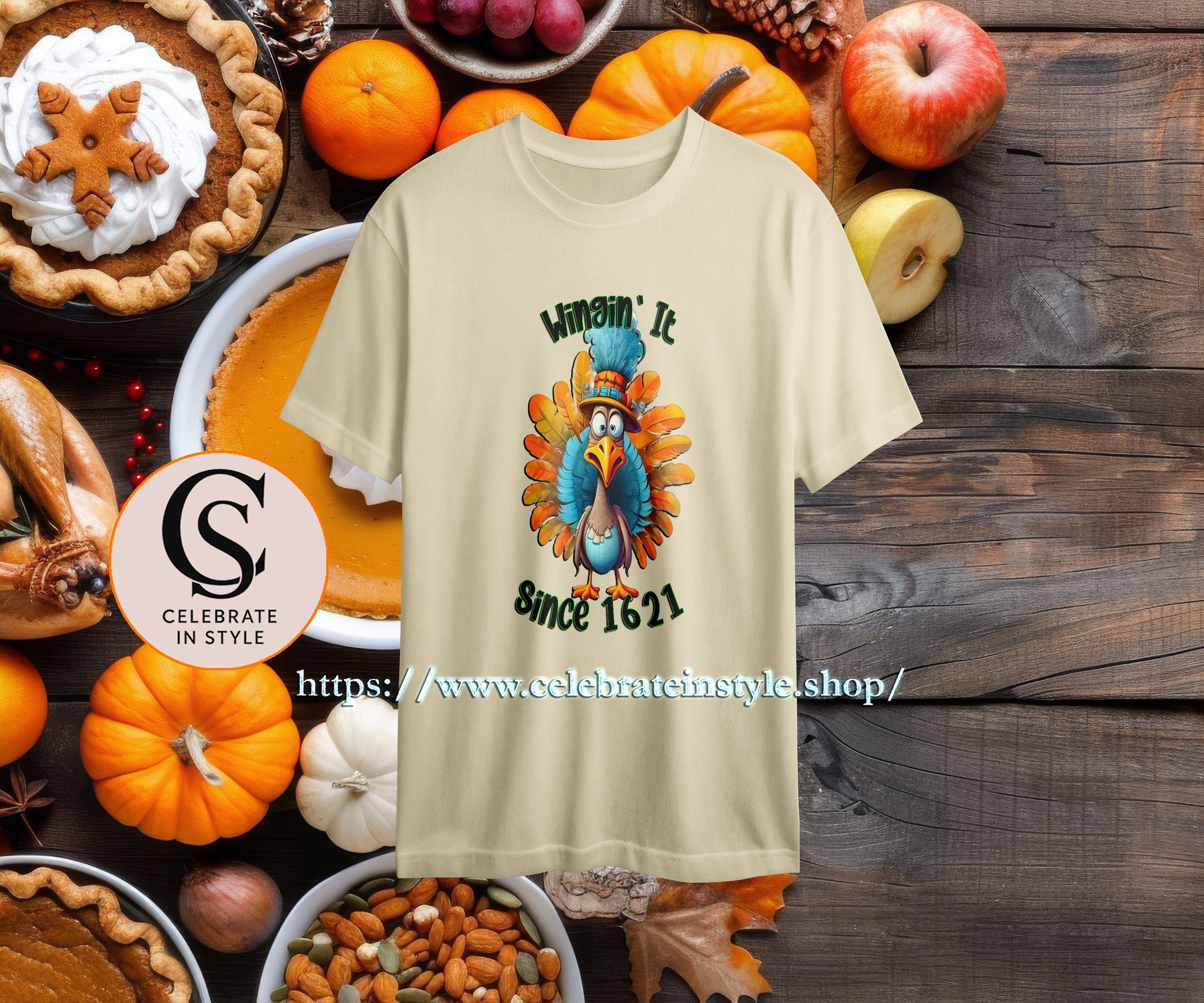 Thanksgiving t-shirt, 'Gobble 'Til You Wobble Since 1621' turkey design.