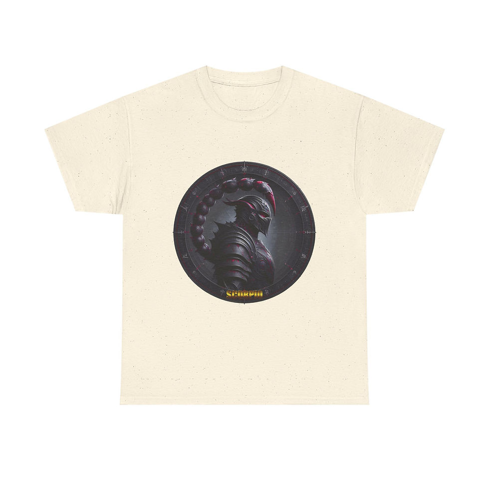 Thumbnail: Cream t-shirt featuring a dark circular graphic with a detailed figure.