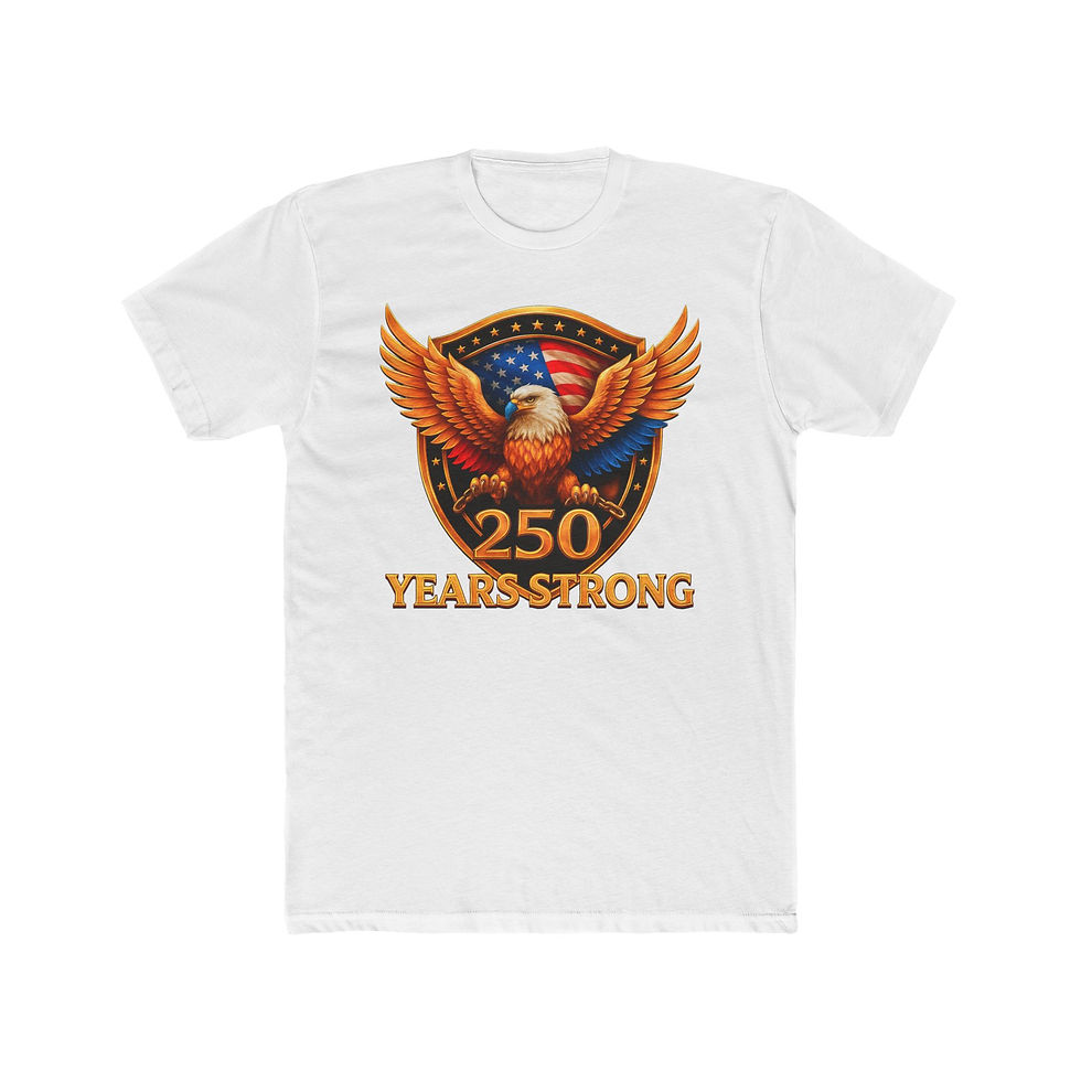 Thumbnail: White t-shirt, patriotic eagle design with "250 YEARS STRONG".