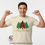 Thumbnail: Man wearing cream t-shirt with plaid and green Christmas trees, 'Merry Christmas'.