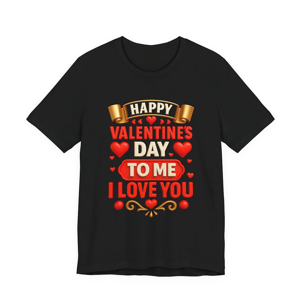 Thumbnail: Black t-shirt with "HAPPY VALENTINES DAY TO ME I LOVE YOU" text.