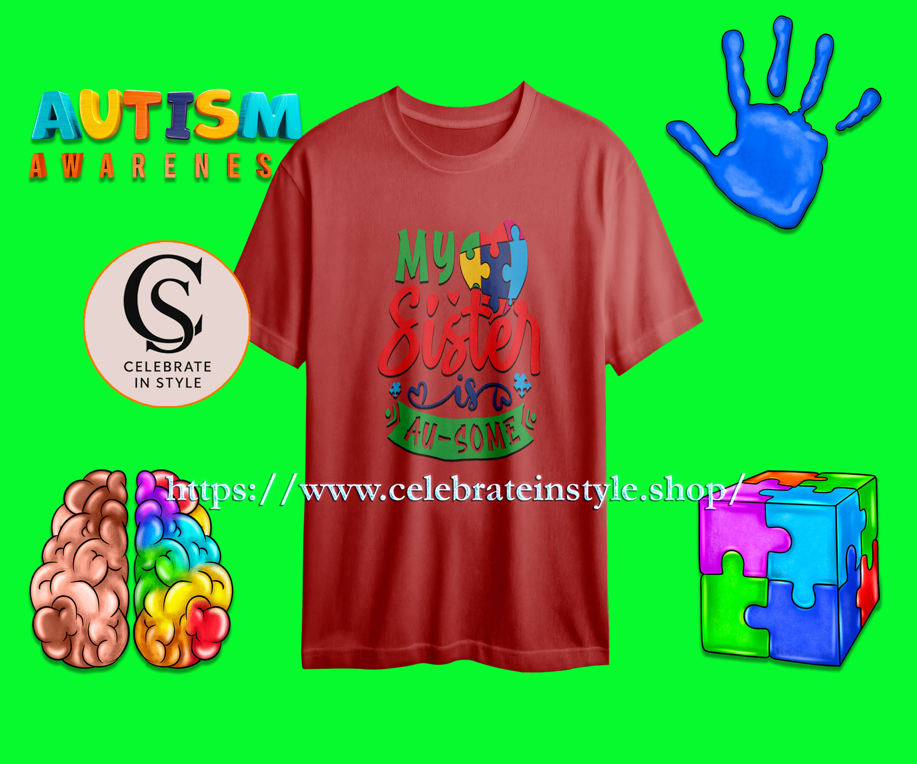 Red Autism Awareness T-shirt with "ABC I Love You Autism Awareness" text.