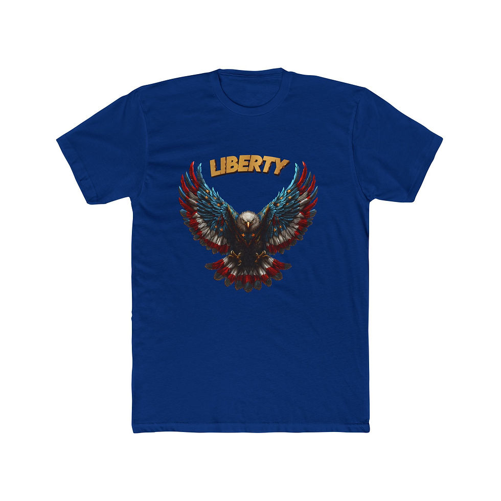 Thumbnail: Blue t-shirt with "LIBERTY" text and an American eagle design.