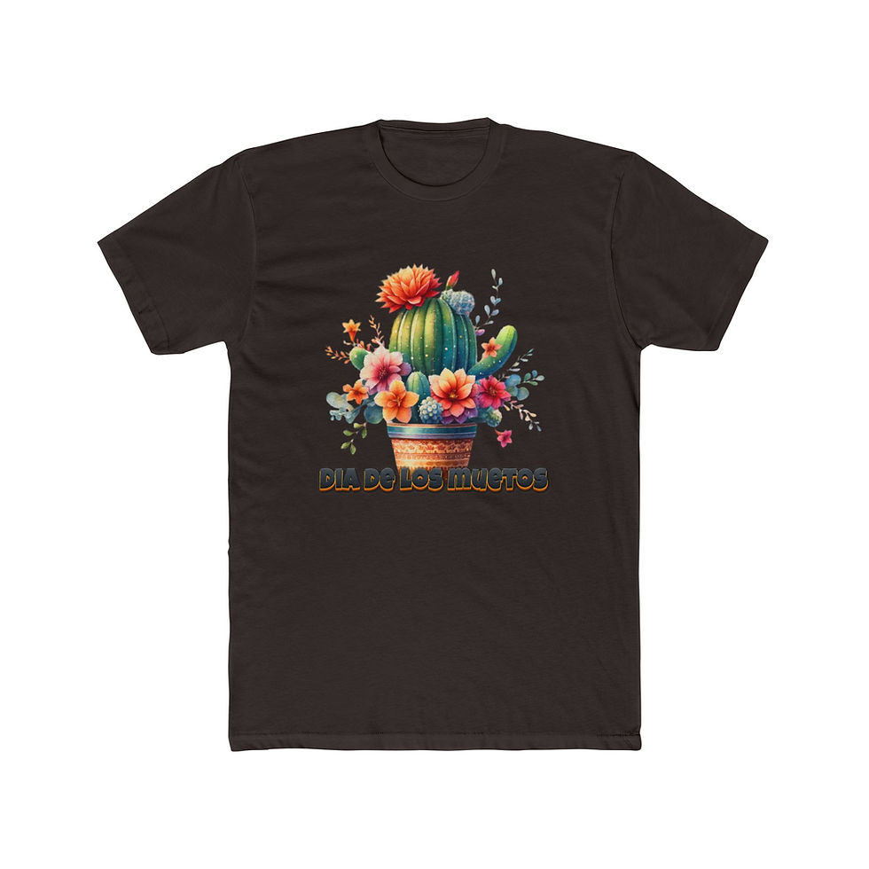 Thumbnail: Brown t-shirt features cactus, colorful flowers, 'I'M A CACTUS IN A WORLD OF ROSES'