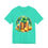 Thumbnail: Teal t-shirt with St. Patrick's Day golden coins, green shamrocks.
