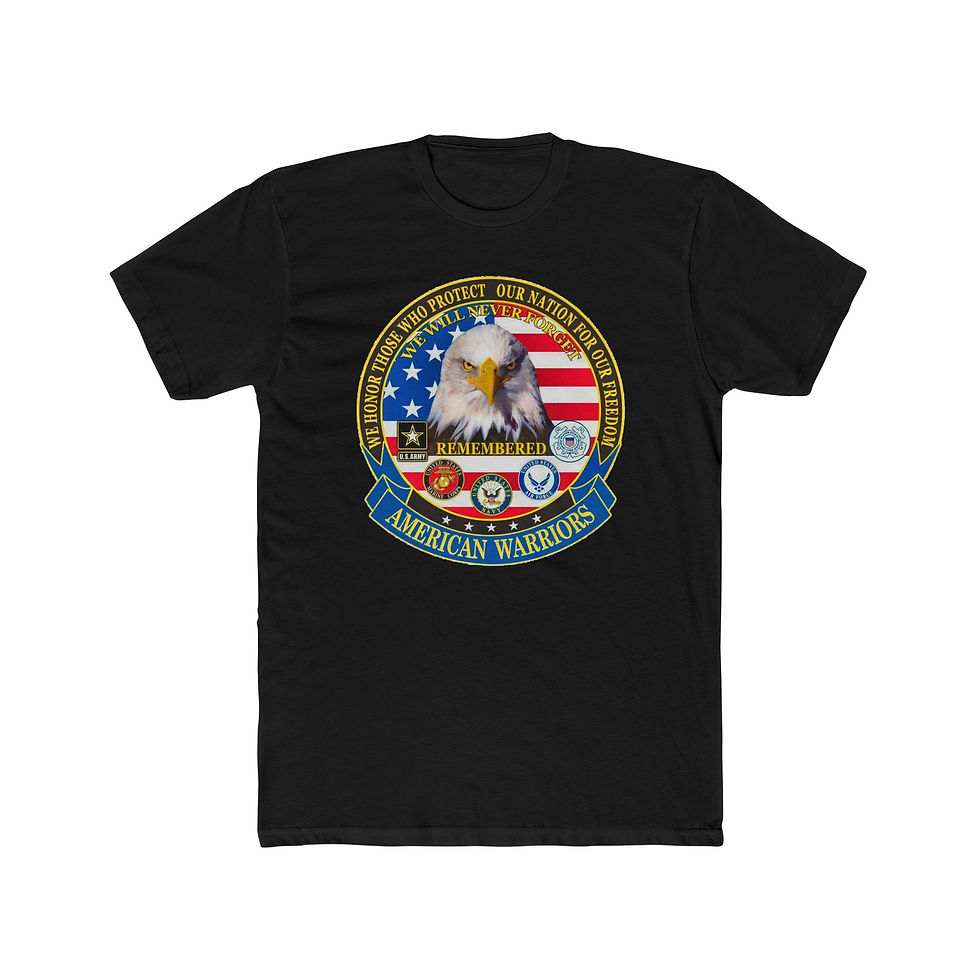 Thumbnail: Black t-shirt with American flag, eagle, 'UNITED STATES VETERAN' emblem.