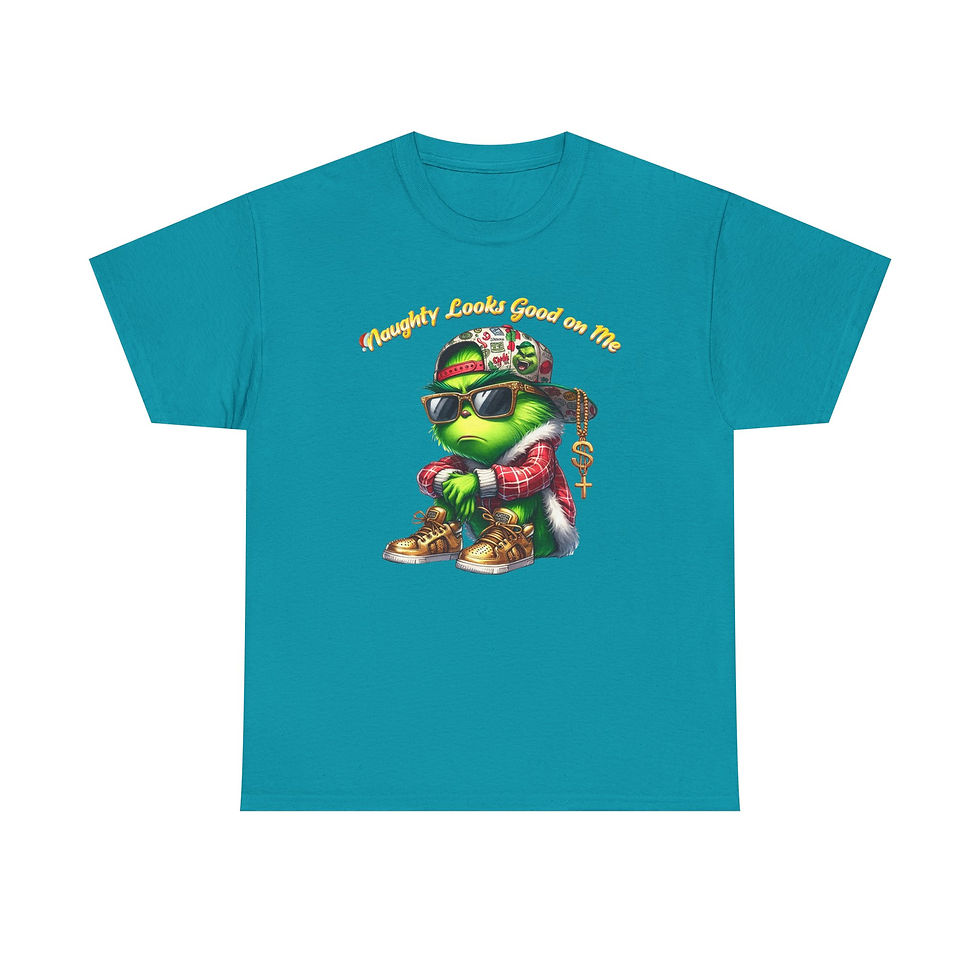 Thumbnail: Turquoise t-shirt with cool frog graphic, 'Always look good on me'.