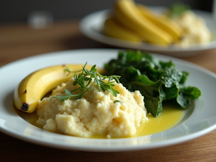 Deliciously Hearty Family Feast: Cooked Green Bananas and Savory Mashed Potatoes with Swiss Chard Delight