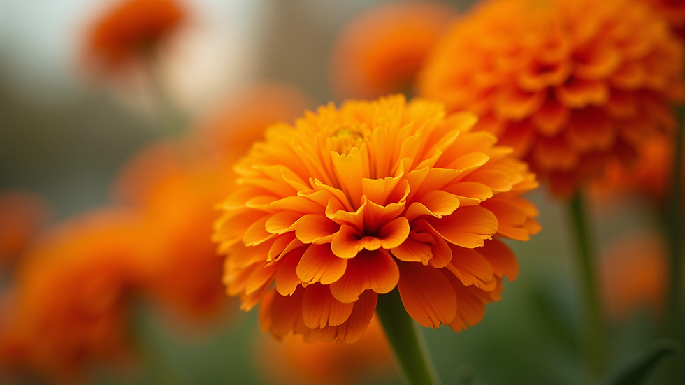 Close-up view of a vibrant orange flower arrangement