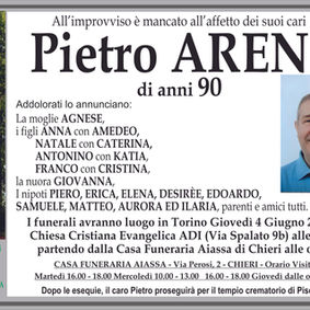 All'improvviso è mancato all'affetto dei suoi cari Pietro ARENA..