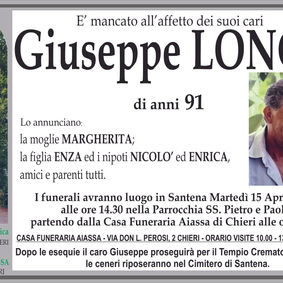 E' mancato all'affetto dei suoi cari Giuseppe LONGO..