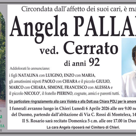 Circondata dall'affetto dei suoi cari, è mancata Angela PALLARO ved. Cerrato