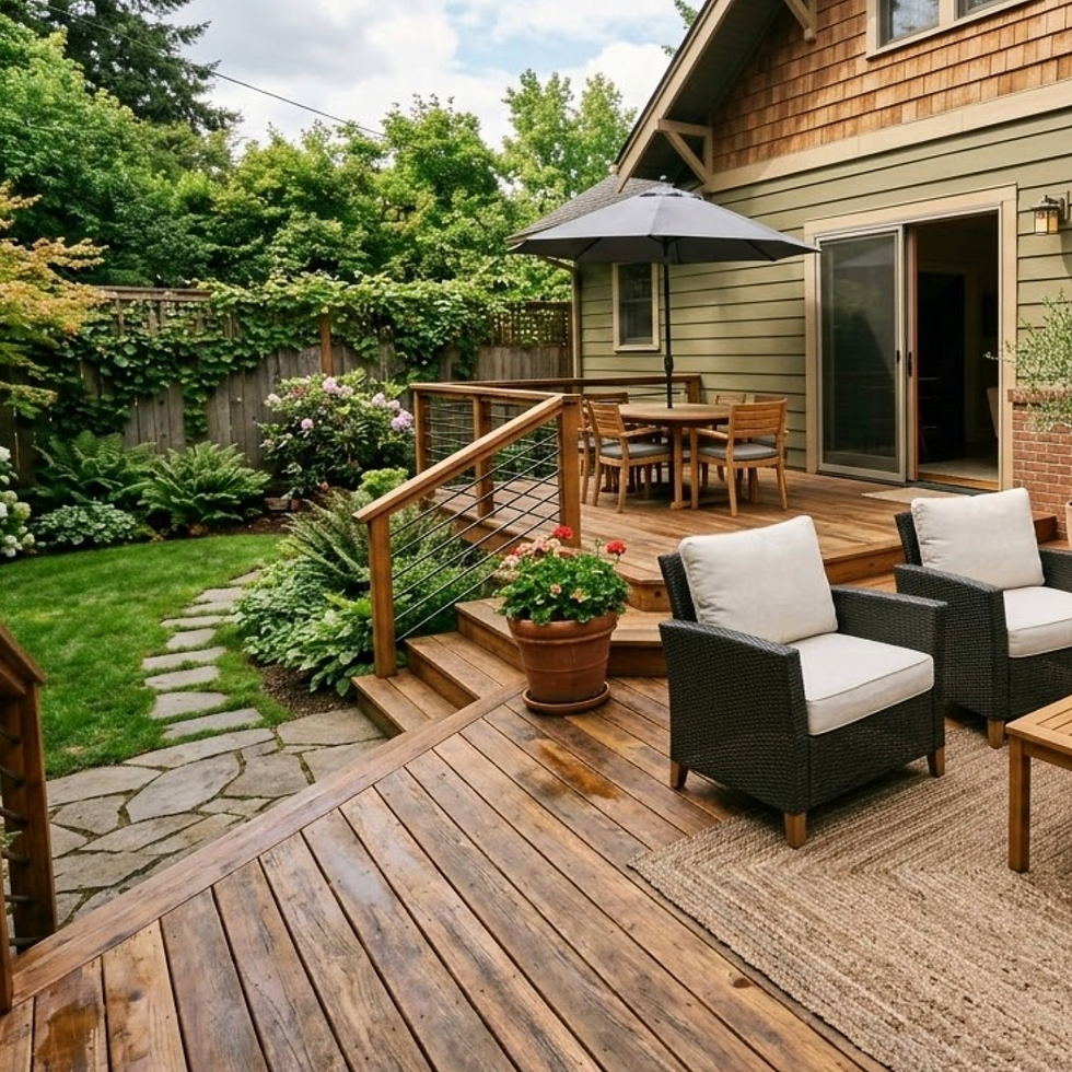 a premium teak deck in a backyard