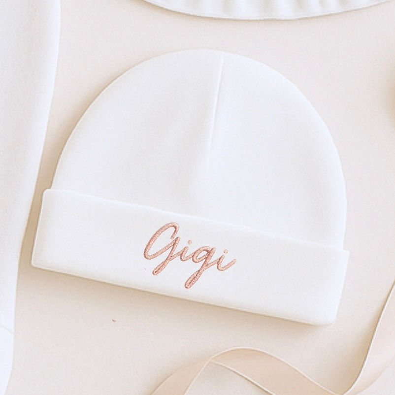 Thumbnail: Personalised Embroidered Sleepsuit, Frilly Bib, Hat & Blanket Set