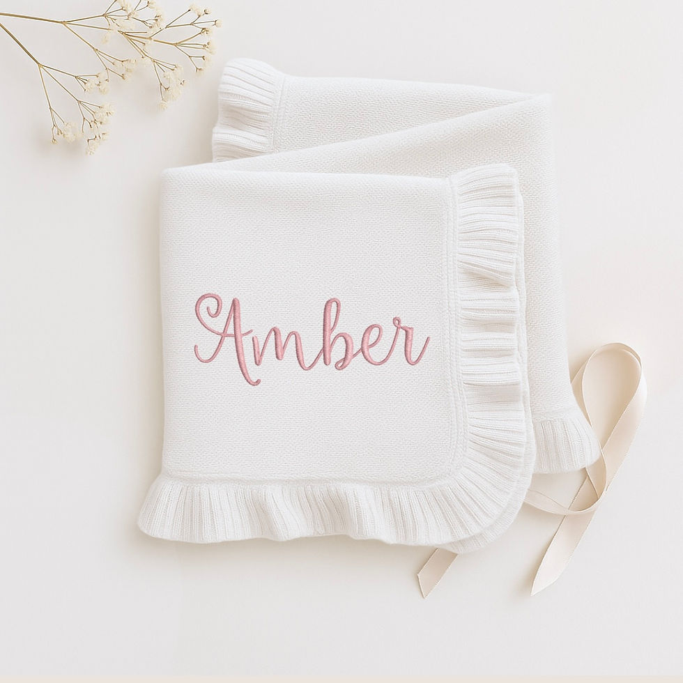 Thumbnail: Personalised Embroidered Frilly Blanket
