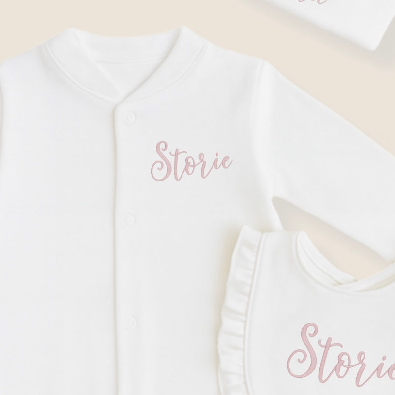 Thumbnail: Personalised Embroidered Hat, Sleepsuit & Frilly Bib Set