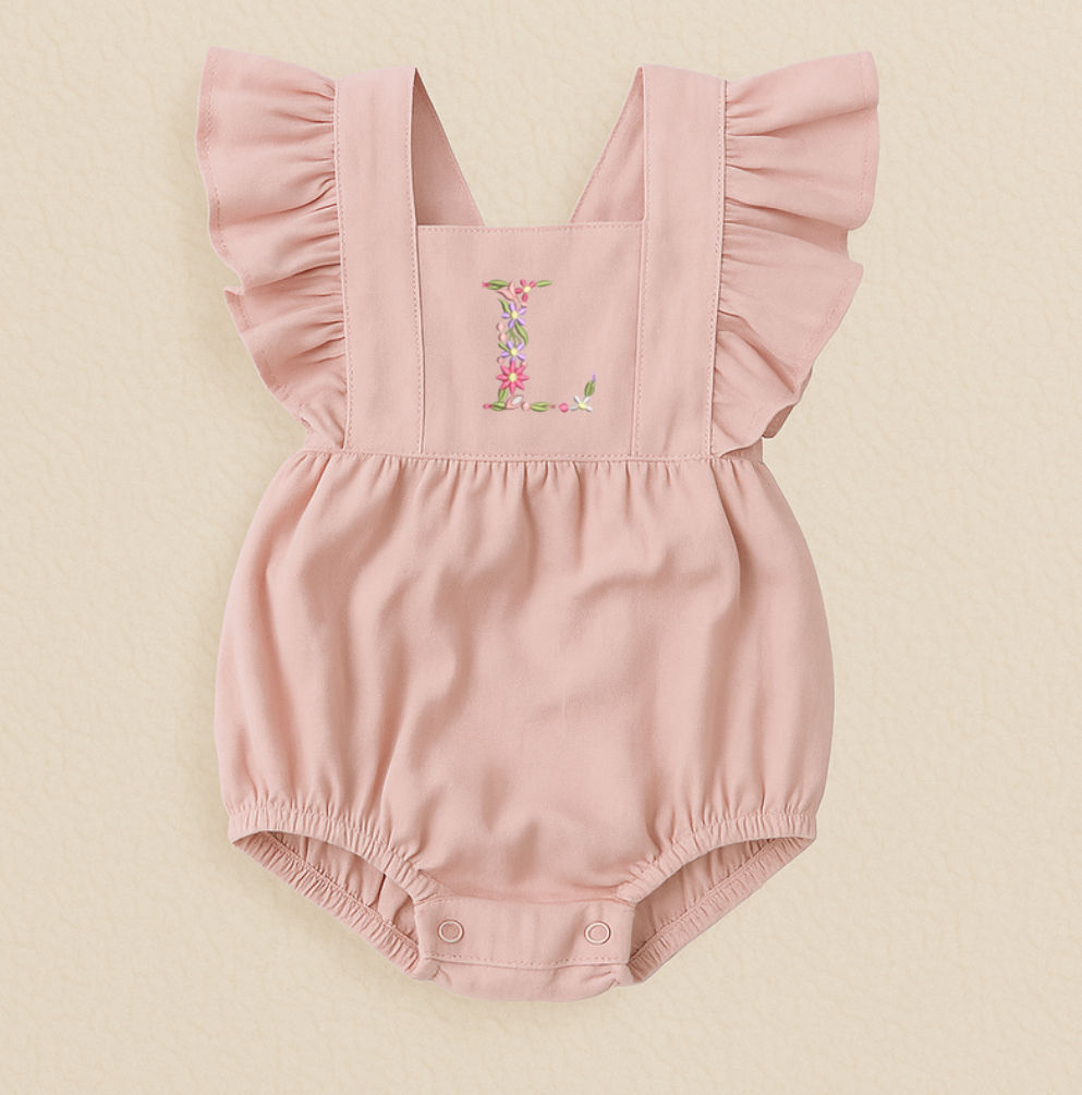 Personalised Embroidered Romper - Pink