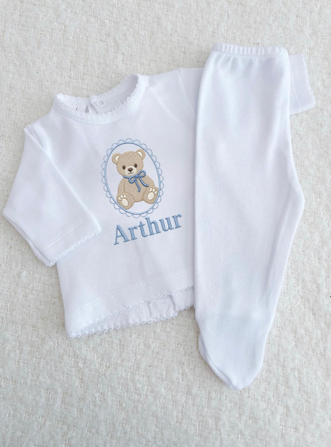 Teddy Bear Embroidered Little Star Two Piece Set