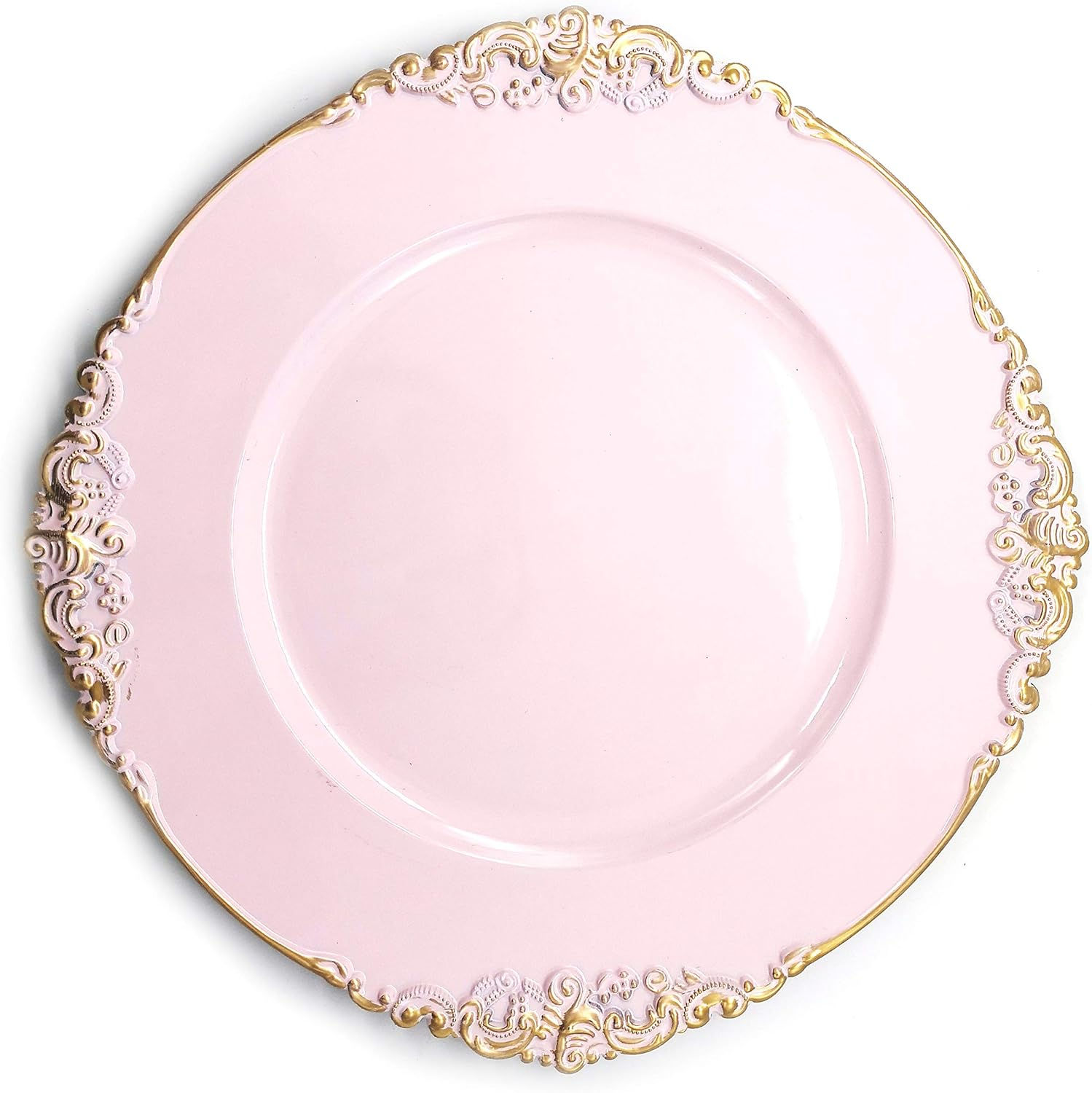 Pink & Gold Plastic Charger Plate - 13 IN